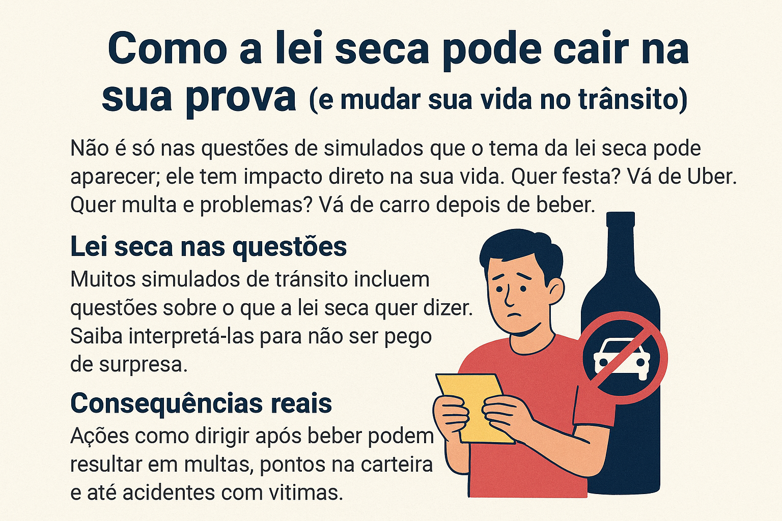 Como a lei seca pode cair na sua prova