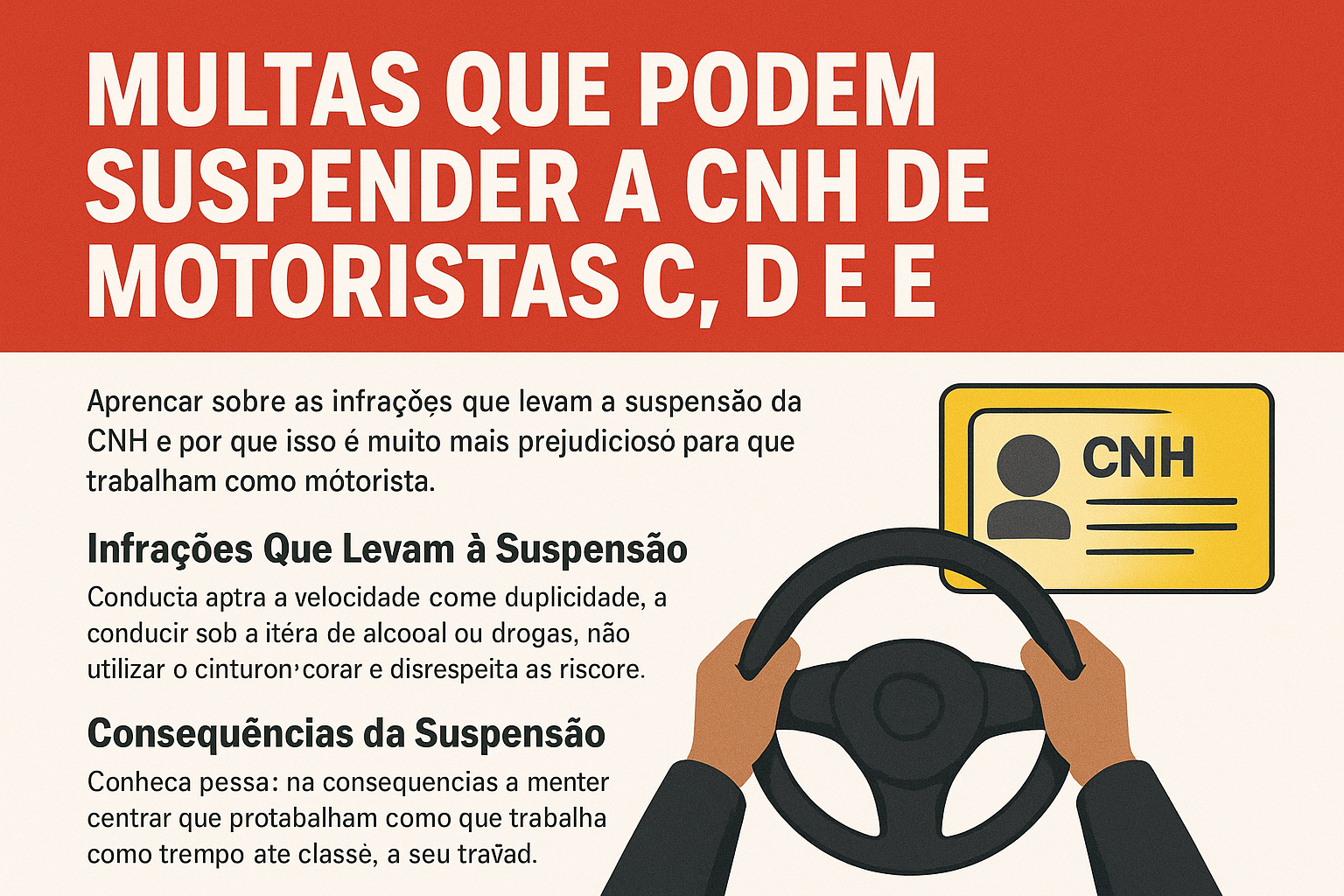 Multas que Podem Suspender a CNH de Motoristas C, D e E