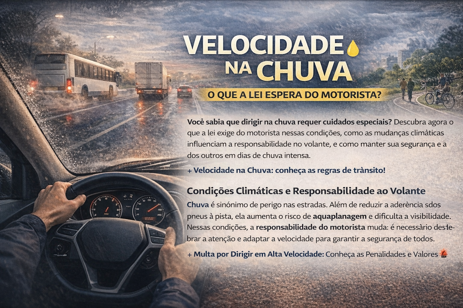 Velocidade na Chuva: O Que a Lei Espera do Motorista?