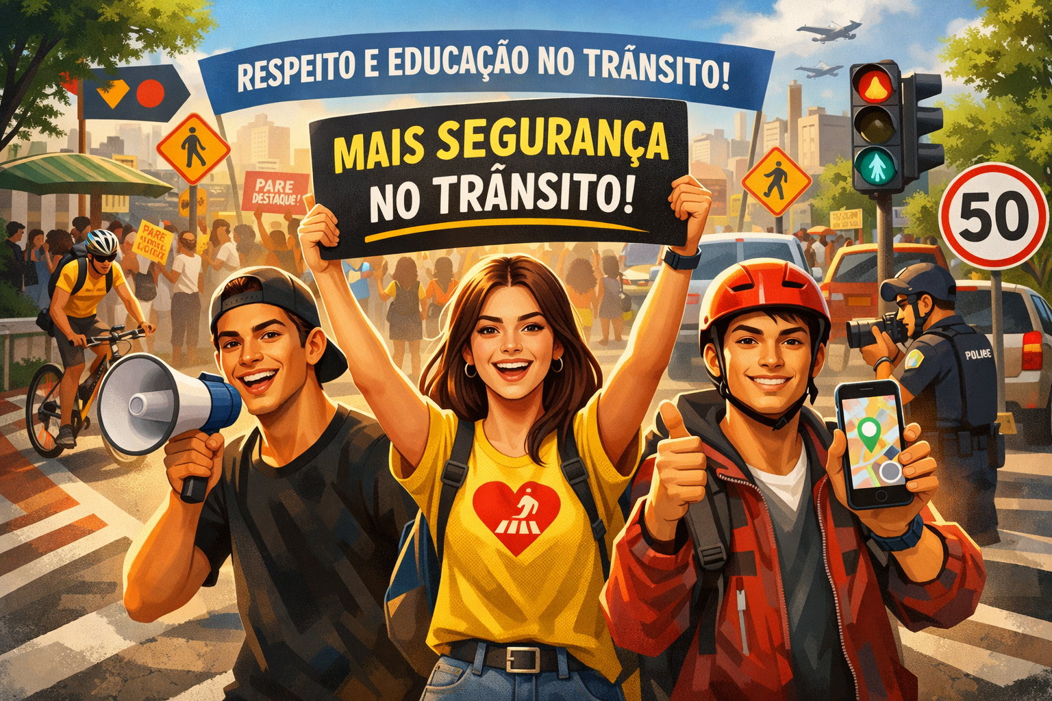 jovens na Revolução da Segurança no Trânsito