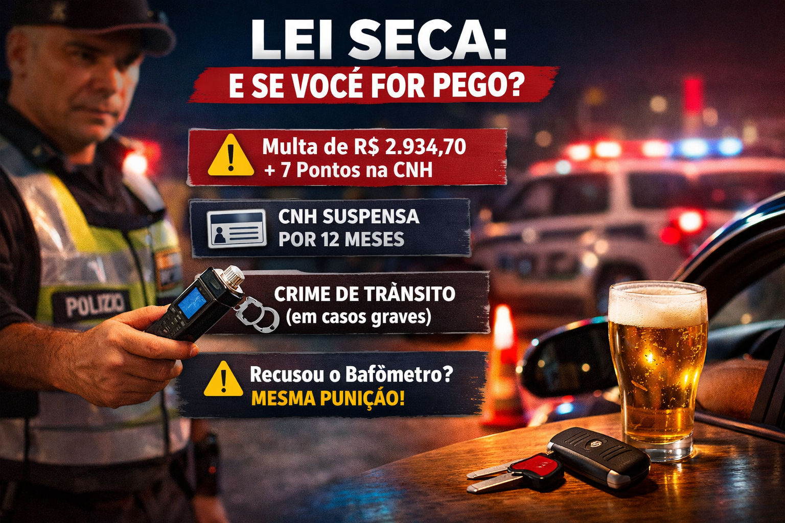 Lei Seca na prática: o que realmente acontece se você for pego?