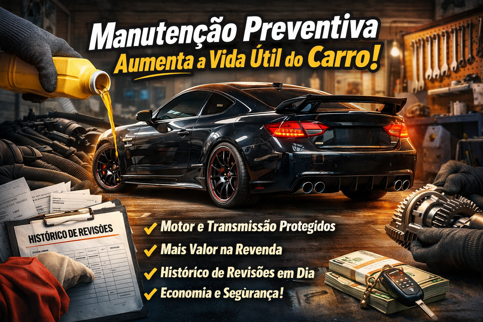 Muita gente ainda acha que manutenção preventiva é gasto desnecessário ou coisa de quem “tem dinheiro sobrando”. A real é o oposto. Manutenção preventiva é investimento inteligente, principalmente pra quem usa o carro com frequência e quer evitar dor de cabeça no futuro. Ela funciona antecipando problemas pequenos antes que virem um caos mecânico. Em vez de esperar o carro quebrar no meio da estrada ou começar a dar sinais graves, você resolve tudo antes — com custo menor e muito menos estresse. Por que a manutenção preventiva muda tudo? Pensa no seu carro como aquele parceiro fiel de rolê: se você cuida, ele nunca te deixa na mão. A manutenção preventiva aumenta a vida útil do carro em até 50% ou mais, segundo especialistas em gestão de frotas e engenharia automotiva. Enquanto carros sem cuidado pesado costumam durar cerca de 10 anos em boas condições, veículos bem mantidos passam fácil dos 15 anos rodando liso. No Brasil, com buracos, poeira, calor intenso e trânsito pesado, esse cuidado não é luxo — é sobrevivência automotiva. Impacto da manutenção preventiva no motor Cuidados essenciais com o motor O motor é literalmente o coração do carro. E ele sofre demais quando a manutenção é deixada de lado. A troca de óleo no prazo correto mantém o motor lubrificado, limpo e com temperatura controlada, evitando desgaste prematuro e superaquecimento. Rodar com óleo vencido ou fora da especificação: aumenta o atrito interno reduz potência eleva o consumo de combustível encurta drasticamente a vida útil do motor Filtros de ar e combustível sujos também são vilões silenciosos. Eles fazem o motor trabalhar forçado, queimando mais combustível e entregando menos desempenho — ninguém quer isso no rolê com a galera. Um motor bem cuidado pode passar dos 300 mil km sem grandes problemas, enquanto um negligenciado pode pifar antes dos 200 mil. Manutenção preventiva e a proteção da transmissão Transmissão também precisa de carinho A transmissão, seja manual ou automática, é uma das partes mais caras do carro. E, ironicamente, uma das mais esquecidas. No câmbio automático, o fluido de transmissão é vital. Quando não é trocado no intervalo correto, ele perde viscosidade e capacidade de lubrificação, causando trancos, superaquecimento e falhas internas que custam milhares de reais. Já no câmbio manual, embreagem, cabos e sincronizadores sofrem desgaste progressivo. Revisões periódicas evitam que pequenas falhas se transformem em prejuízos gigantes. Alinhamento e balanceamento também entram nesse pacote, já que suspensão desalinhada sobrecarrega a transmissão e reduz sua durabilidade. Manutenção preventiva evita ficar parado no meio do caminho Ninguém quer ficar parado no acostamento esperando guincho, né? Itens simples como: bateria correias mangueiras sistema de arrefecimento quando revisados preventivamente, reduzem drasticamente o risco de pane inesperada. Isso significa mais segurança, menos estresse e zero vergonha no meio da estrada. Valorização do veículo na revenda Por que compradores amam carros bem cuidados? Na hora de vender, a manutenção preventiva vira seu maior trunfo. Um carro com revisões em dia pode valer 20% a 30% a mais no mercado de usados, porque o comprador sabe que não está levando uma bomba-relógio. Anúncios em plataformas como Webmotors e OLX ganham mais destaque quando informam histórico de manutenção, aumentando visibilidade e velocidade de venda. Sem isso, o carro deprecia mais rápido e perde valor ano após ano. Histórico de revisões: o currículo do seu carro Como manter um histórico impecável O histórico de revisões é tipo o currículo profissional do seu carro. Quanto mais completo, melhor ele é avaliado. Guarde: notas fiscais recibos de oficina registros de km rodado itens revisados Você pode organizar tudo em uma pasta física ou no Google Drive. Algumas montadoras exigem isso para garantia estendida, e seguradoras também valorizam veículos com histórico organizado. Benefícios além da revenda Um carro com manutenção preventiva em dia: gasta menos combustível tem menos risco de falhas pode ter seguro mais barato facilita financiamento e crédito Segundo especialistas em manutenção preventiva automotiva, veículos bem cuidados apresentam menor índice de panes graves ao longo dos anos . Você também pode conferir orientações técnicas sobre manutenção preventiva de veículos em portais do setor automotivo . Dicas práticas pra jovens motoristas Calibre os pneus semanalmente Verifique óleo e fluídos a cada abastecimento Use sempre o óleo recomendado pelo fabricante Evite oficinas “piratas” se quiser manter histórico confiável Use apps de controle de manutenção pra não esquecer prazos Conclusão: cuidar hoje pra rodar muito mais amanhã Manutenção preventiva não é frescura, é mentalidade de quem curte carro de verdade. Ela aumenta a vida útil do veículo, protege motor e transmissão, evita prejuízos gigantes e ainda garante mais dinheiro na revenda. Quem cuida, roda mais. Quem ignora, paga caro depois.
