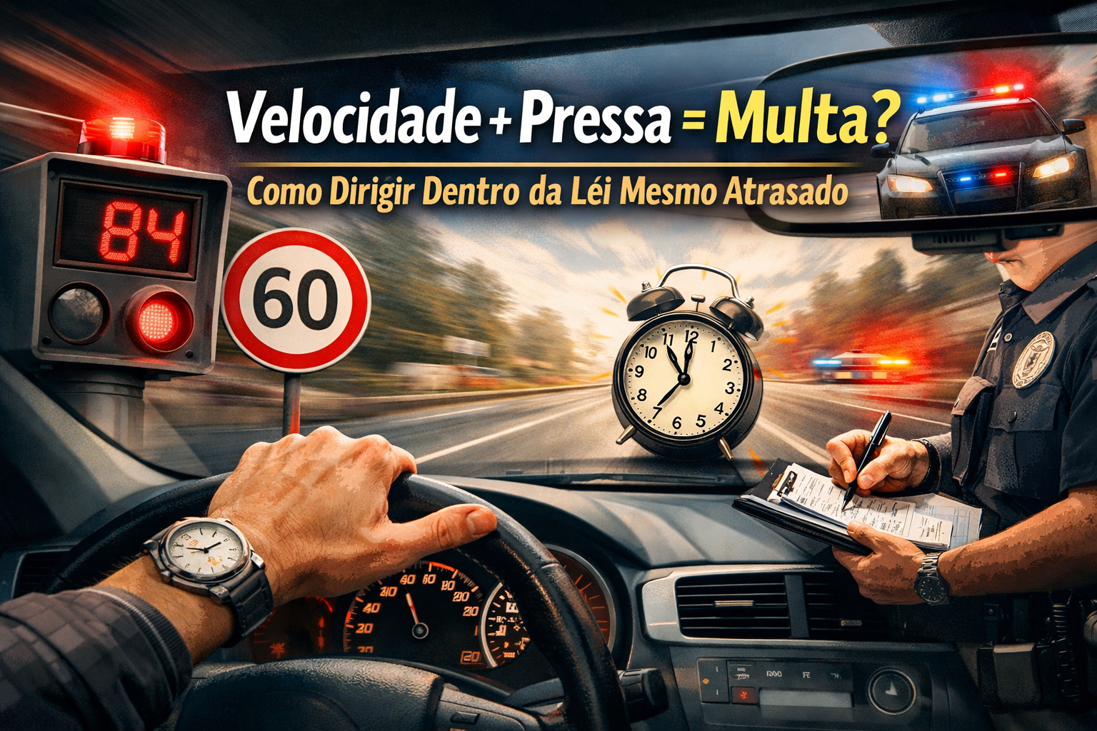 Velocidade + Pressa = Multa? Como Dirigir Dentro da Lei Mesmo Atrasado